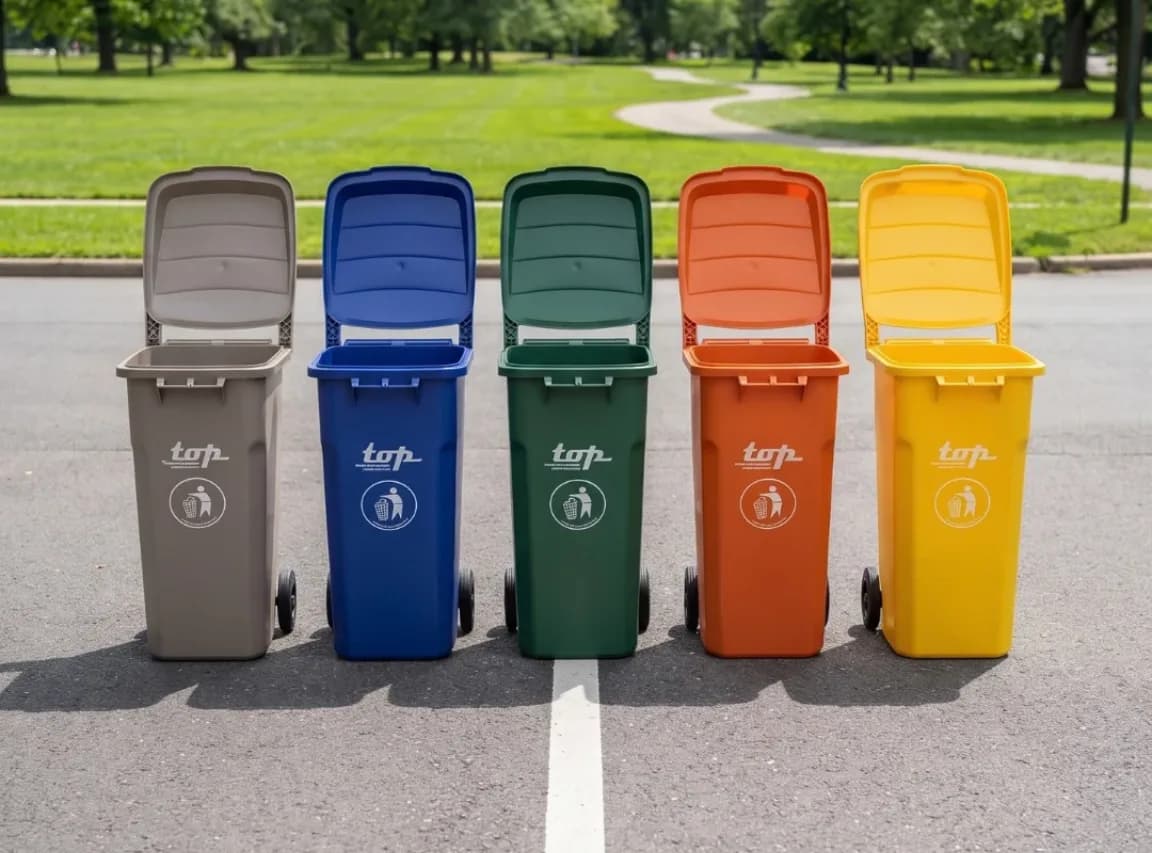 Garbage Bin 120 L with Plastic Tier — Beige