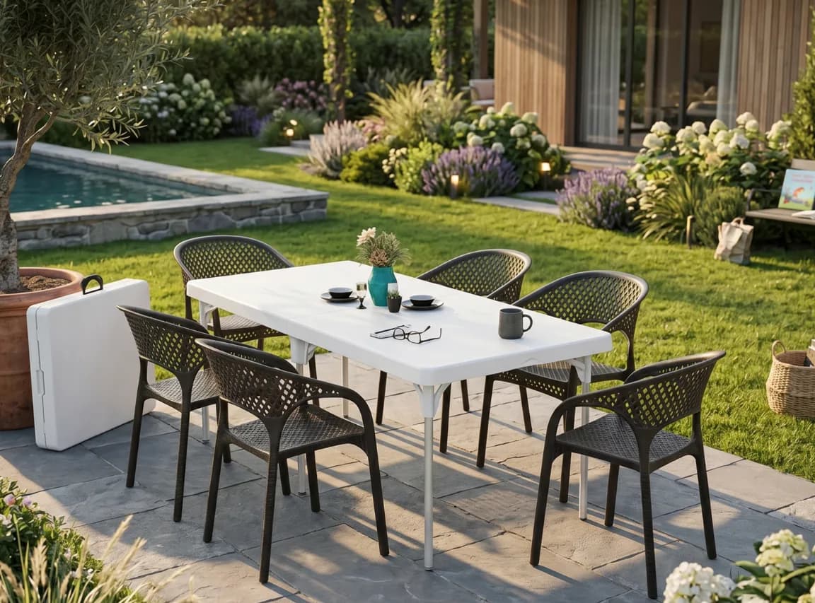 TOP TABLE FOLDING RECTANGLE TABLE — Off-White