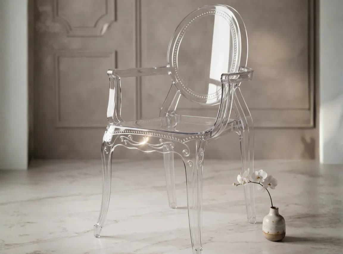 Crystal Arm Chair — White(Crystal )
