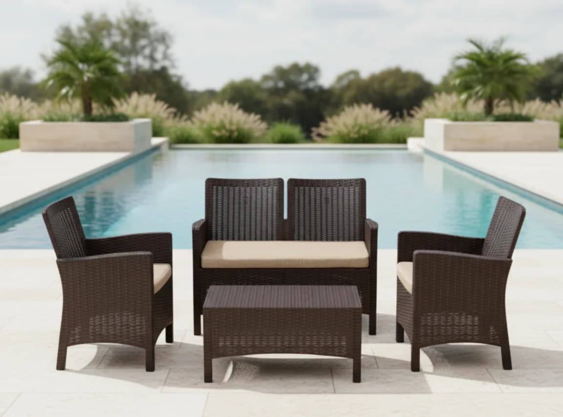 RATTAN SET - 4 Seaters