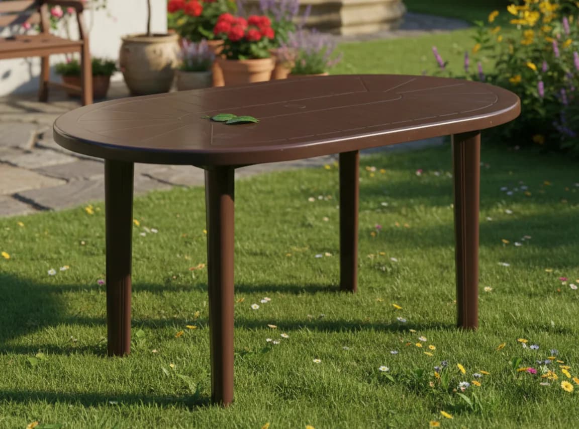 ATCOPLAST OVAL TABLE — Brown